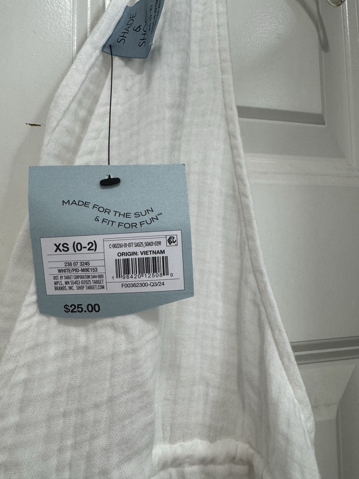 Shade & Shore White Cotton Gauze V-Neck Strappy Sleeveless Swim Coverup XS (0-2)