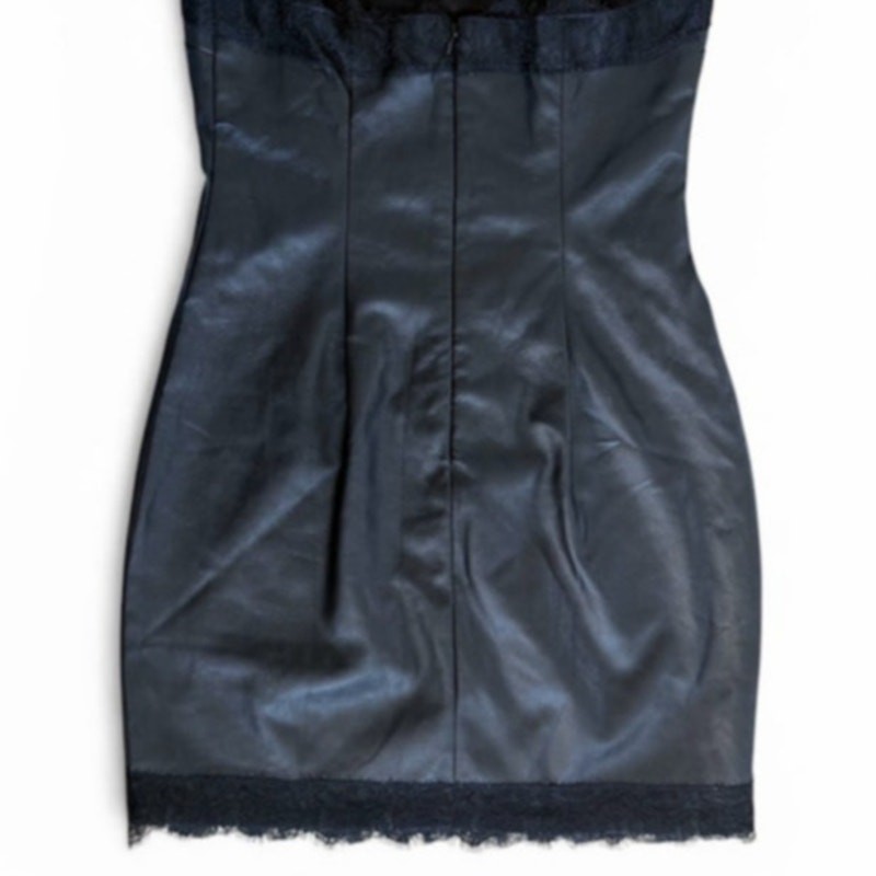 Revolve By the Way Kordilla Mini Dress Lace Trim Faux Leather Size XS Black