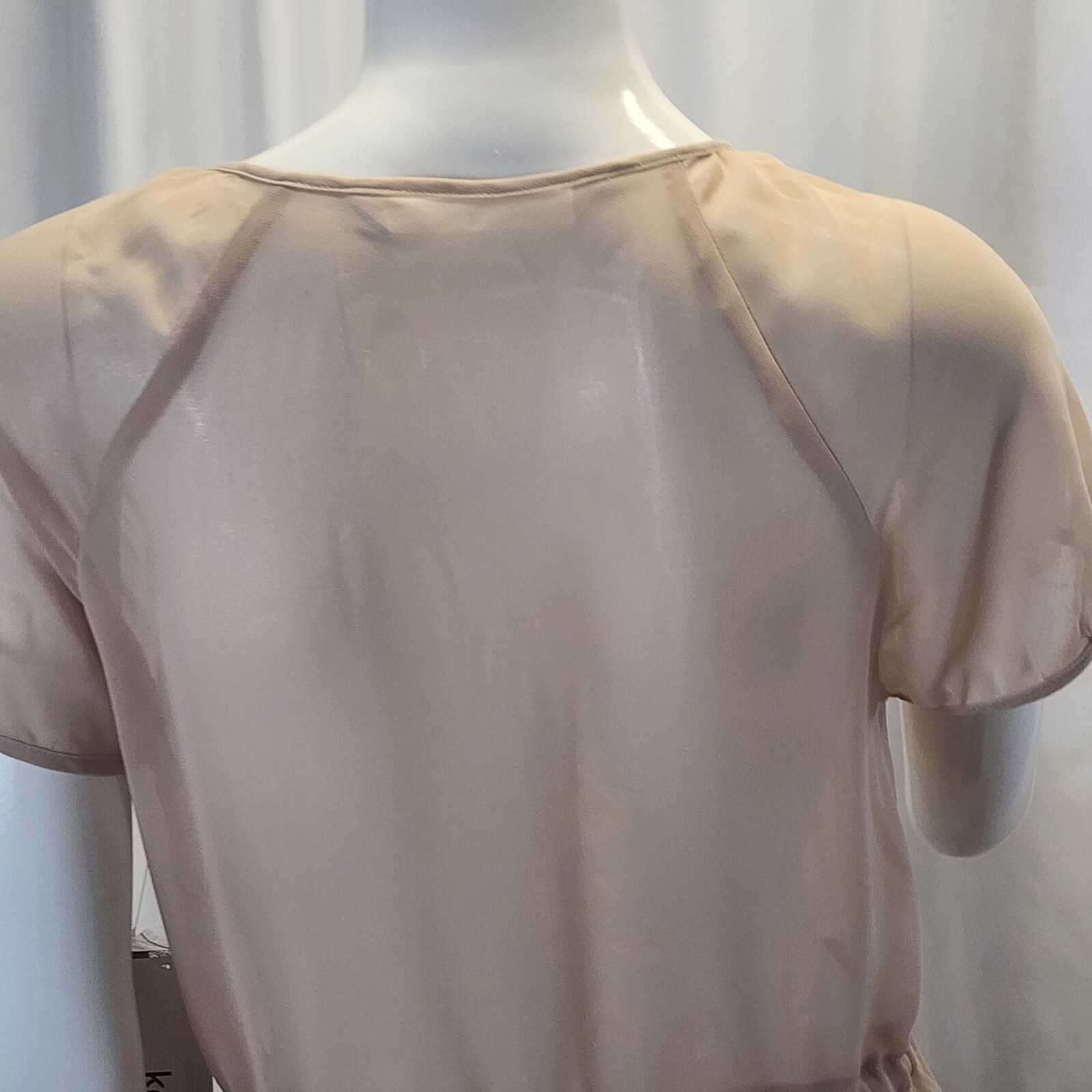 Sheer Button-Down Dress With Drawstring Waist & Ruffle Hem Size 6 Kensie NWT