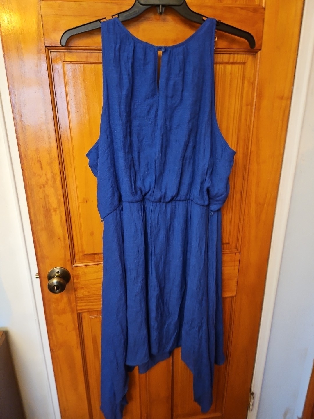 Mile Gabrielle Halter Dress Lined Blue Rayon Blend Size 3X NWT