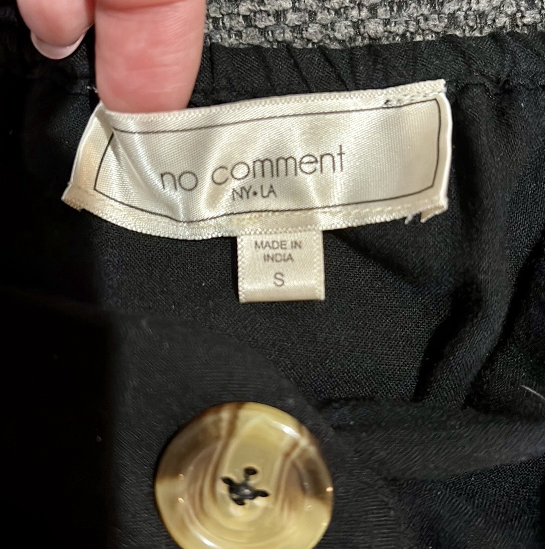 No Comment NY LA Black Button-Down Wrap Midi Dress Size XS
