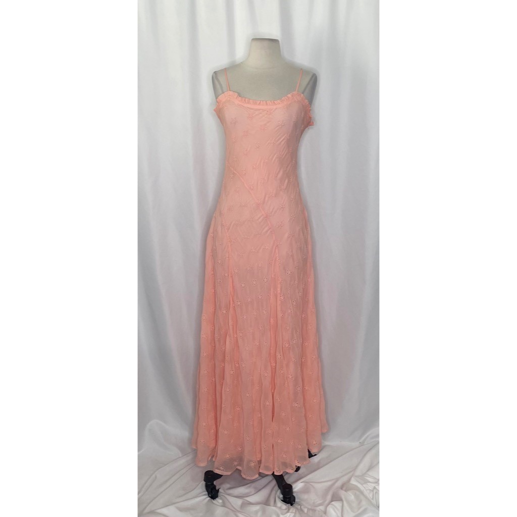 NWT!! J. CREW Collection Eyelet Maxi Slip Dress Blushed Peach Pink Fairy Size 6