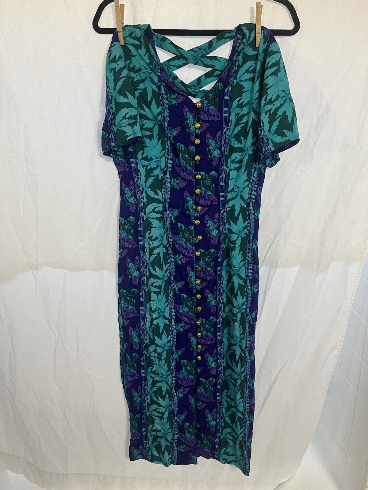 Vintage Betsy Lauren Floral Button-Up Maxi Dress Women’s Size 6 Multi-color
