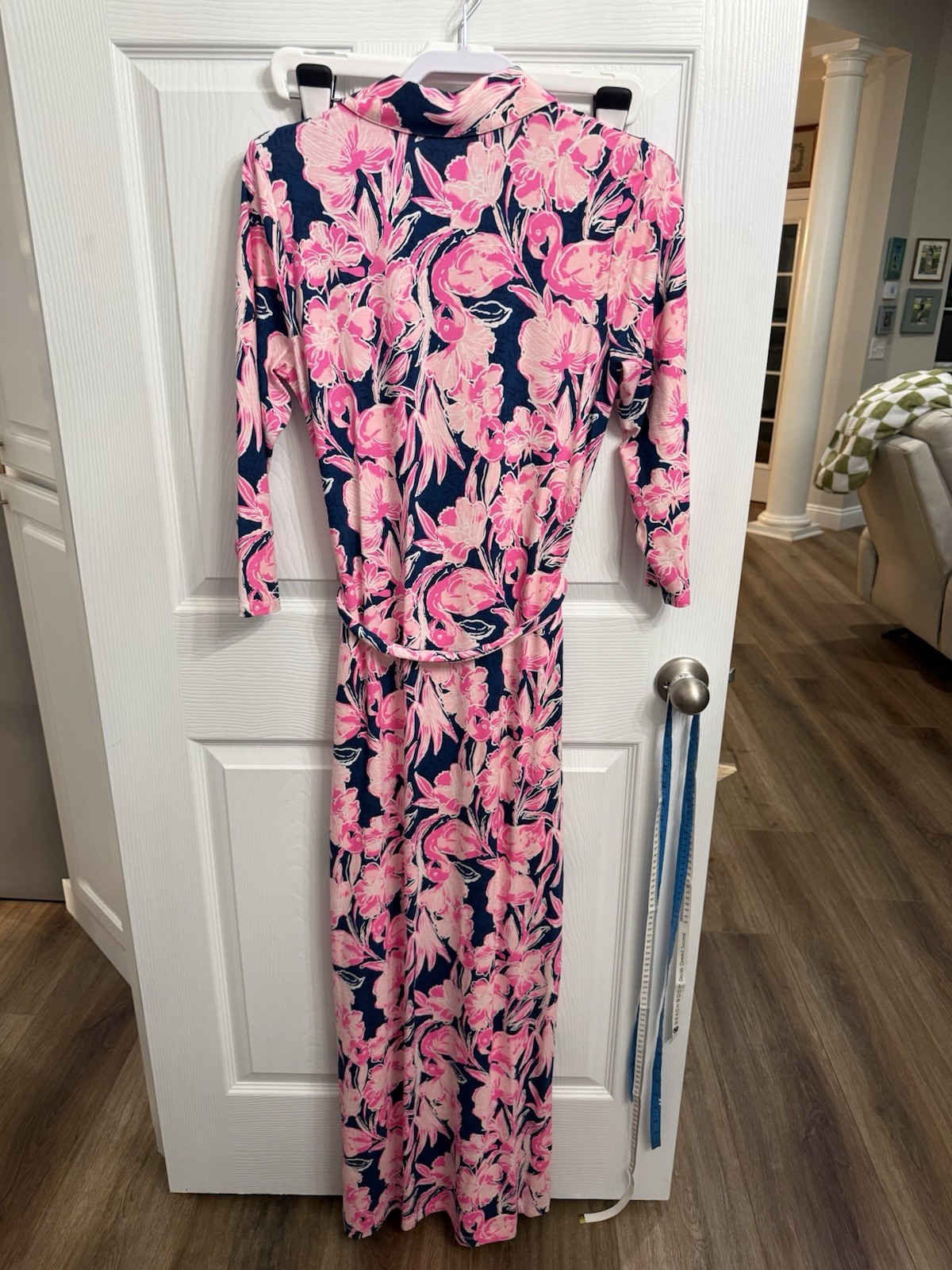 Lilly Pulitzer Holloway Maxi Dress Inky Navy Flamingle Flamingo Print M Coastal