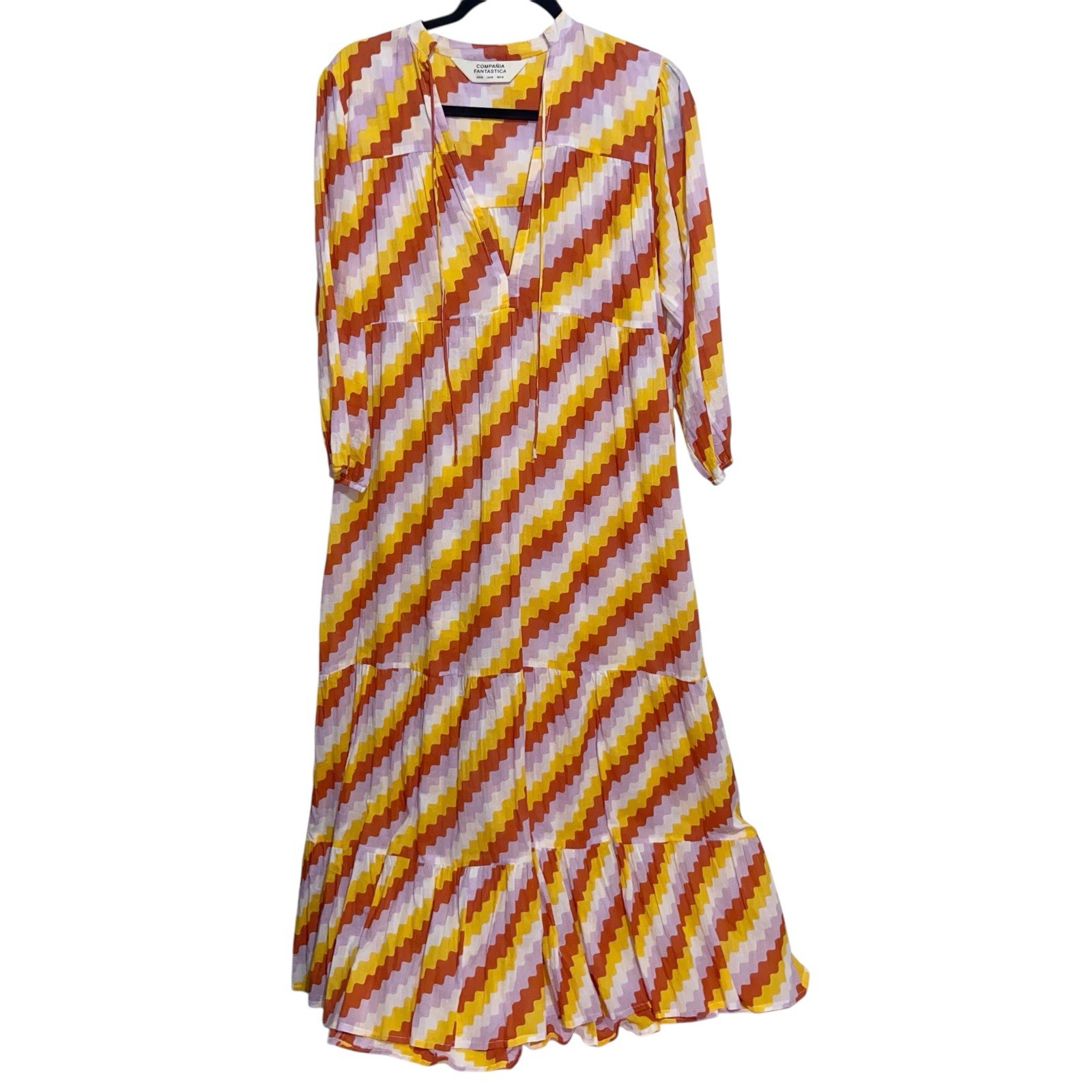 Compania Fantastica Dress Womens Medium Resortwear Beach Tropical Maxi Boho