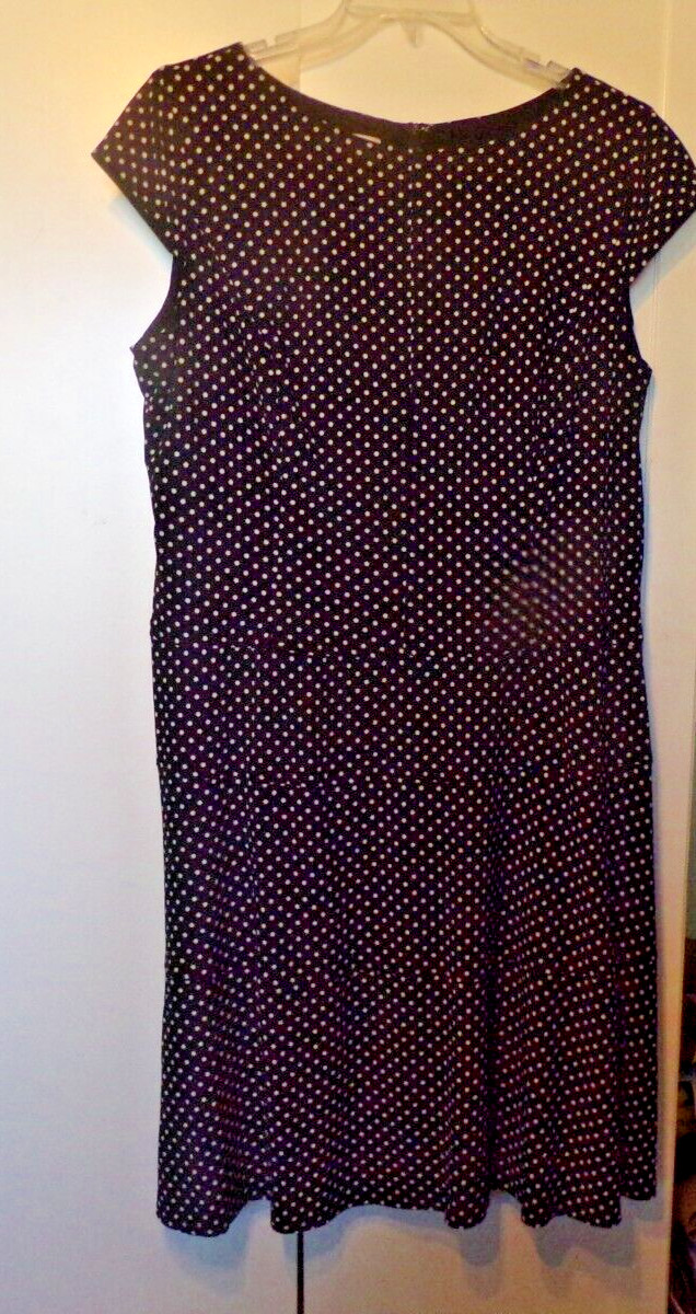 Wmn’s ANNE KLEIN Dress Sz 16W Cap Sleeves Polka-dot Fit & Flare
