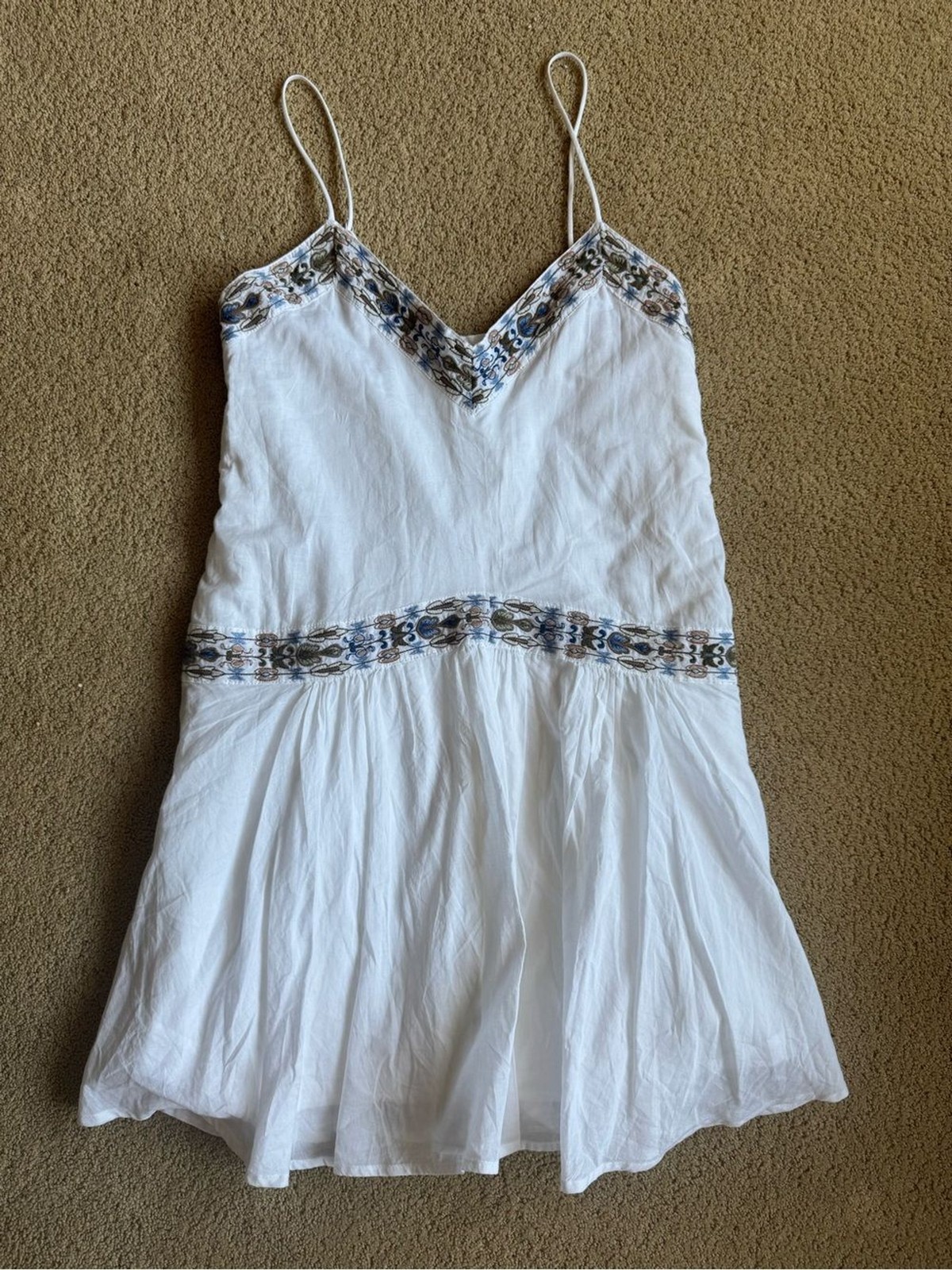 Abercrombie & Fitch White Embroidered Skort Dress V-Neck Spaghetti Strap XS NWT