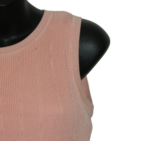 Guess Lined Knitted Bodycon Midi Knee Length Scoop Neck Peachy Pink Dress Size S