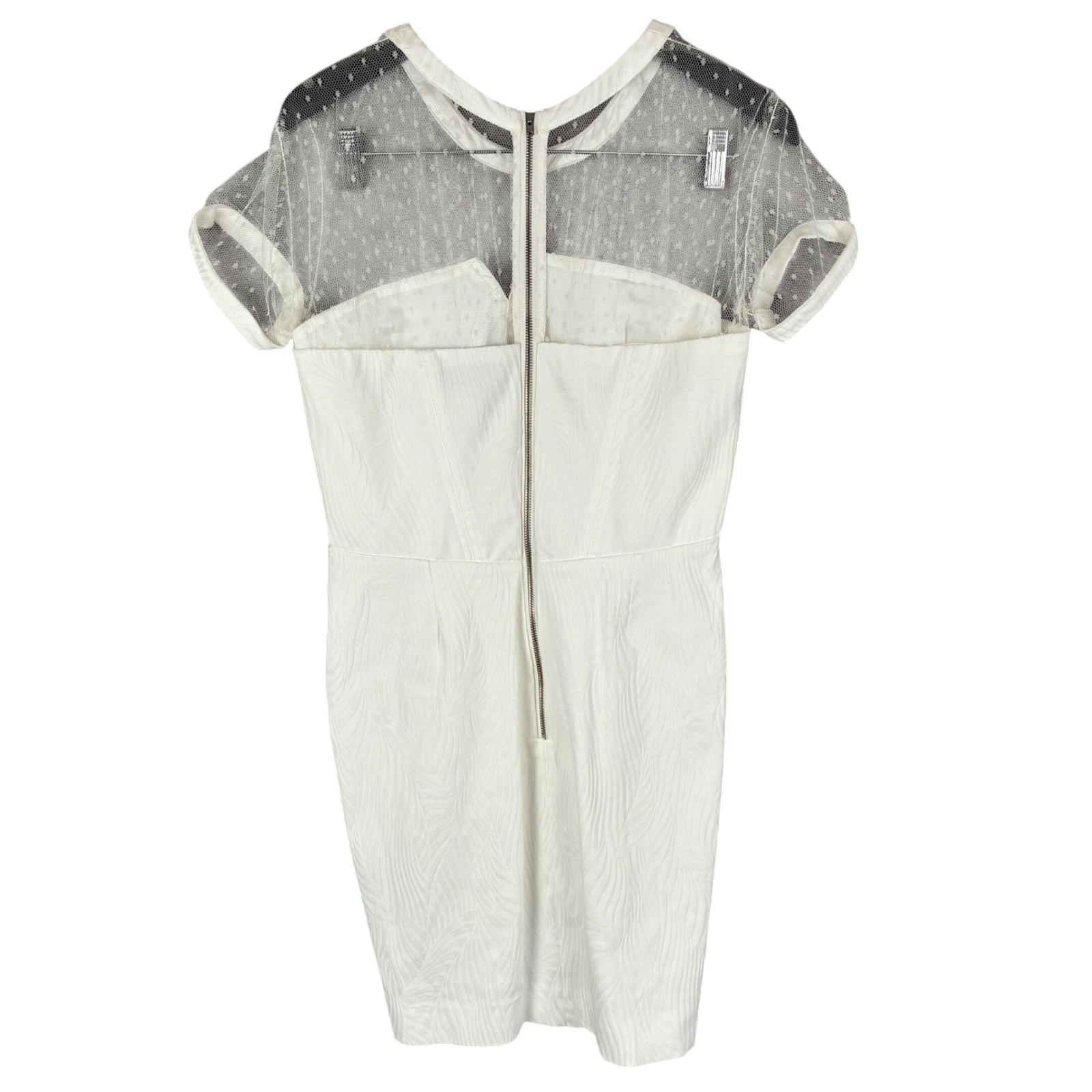 The Kooples Mini Dress Cream Mesh Illusion Neck Bustier 40/L Kentucky Derby