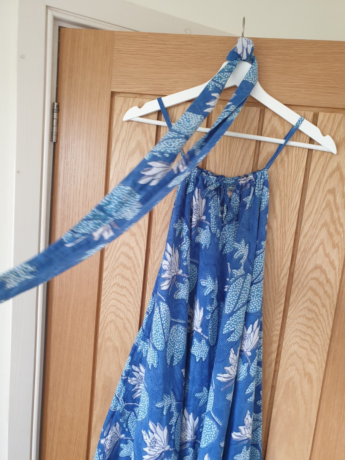 indigo Block Print Indian Anokhi Floral Cotton hippy boho tank Dress S M l XL