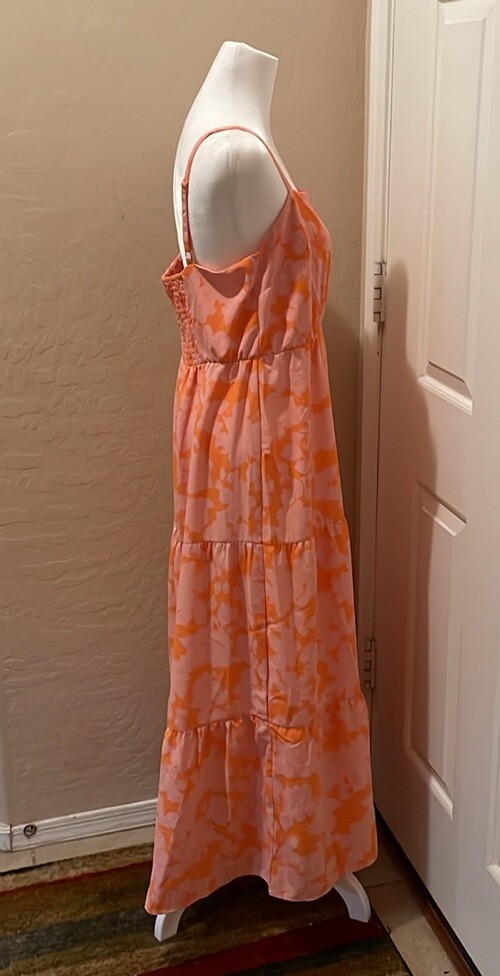 Floral Maxi Sundress Stretch Back Panel 17” P2P 52” Length Large Orig $69
