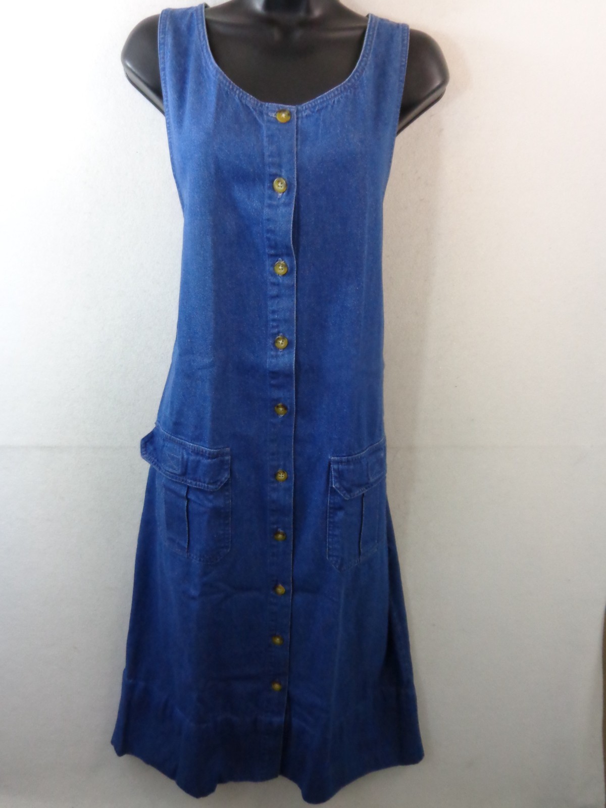 Mountain Lake Denim Dress Women’s M Blue Sleeveless Jumper Maxi Button Front