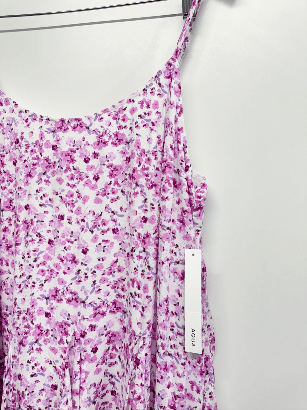 AQUA Mini Dress Size Medium Spaghetti Strap Floral Pink White NEW