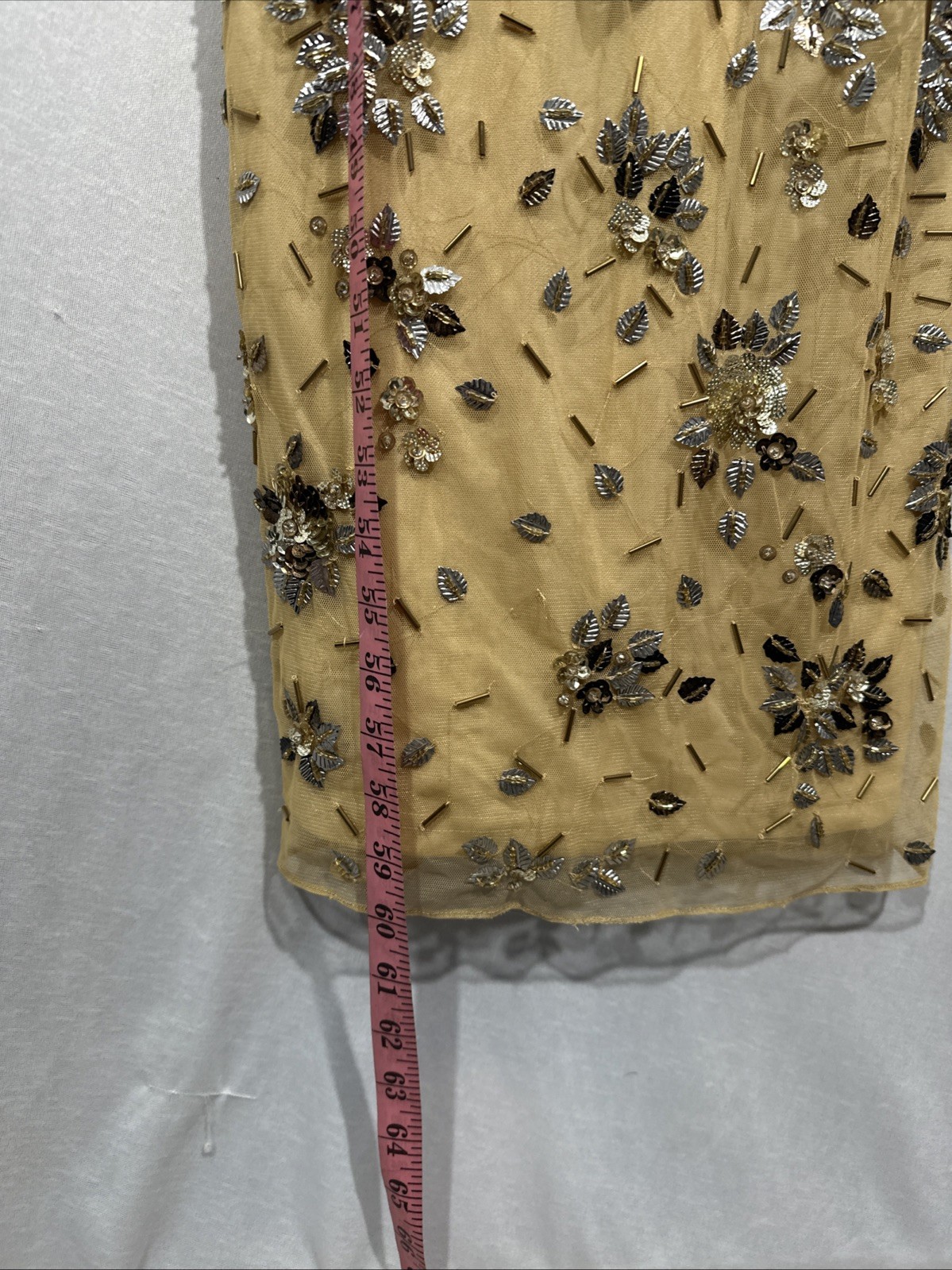 NEW $598 Mac Duggal [ 2 ] 5477 Floral Embellished Scoop Neck Gown Gold #Q1178