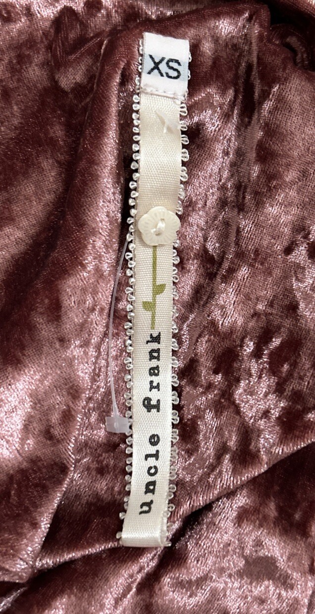 Uncle Frank Crushed Velvet Shift Dress Size XS Surplice V Neck Rose Wine Pink