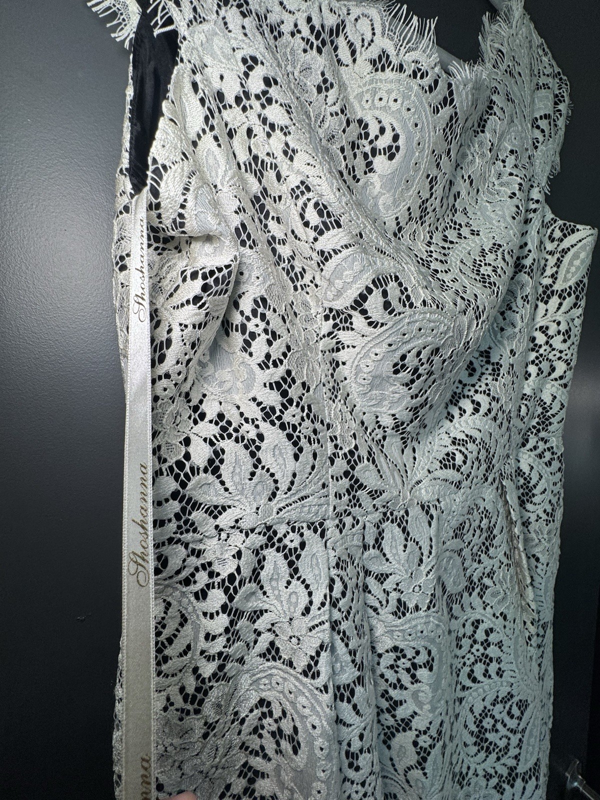 Shoshanna White/Black Floral Lace Overlay V-Neck A-Line Lined Dress 12