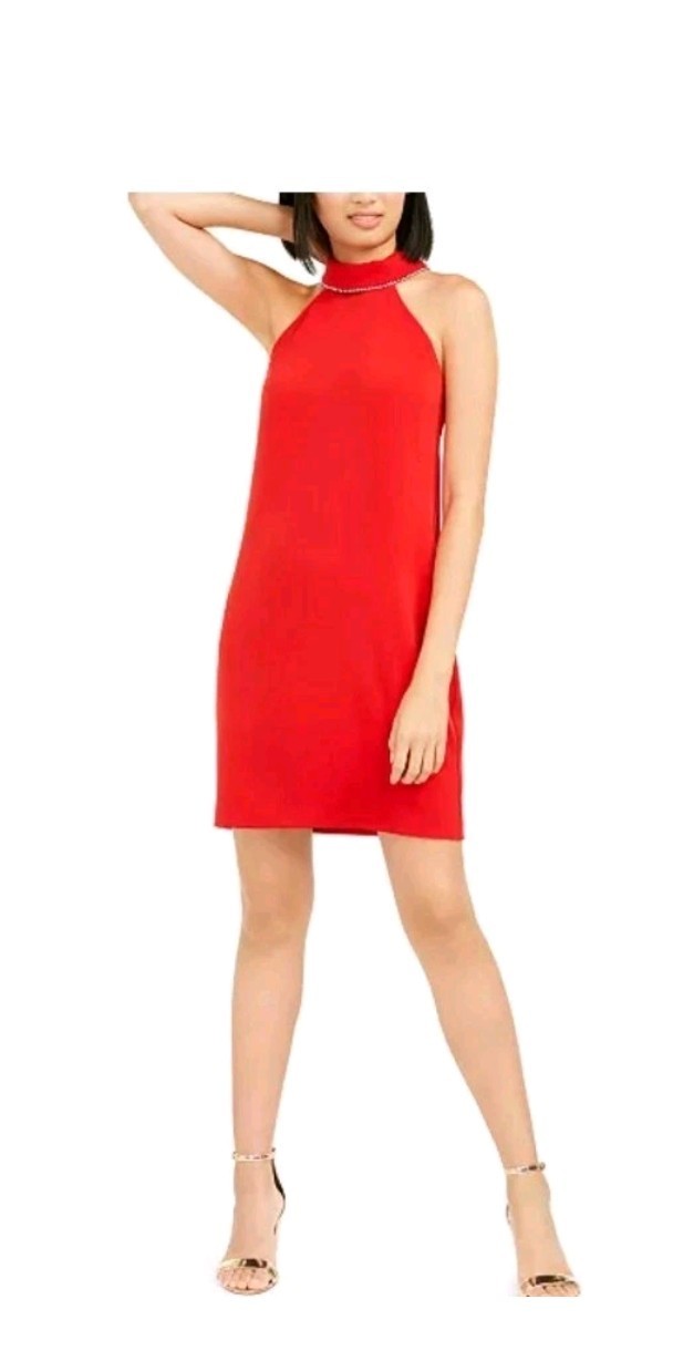 Trina Turk Rita Dress Rhinestone Halter Scarlett Red Size 2 Sleeveless