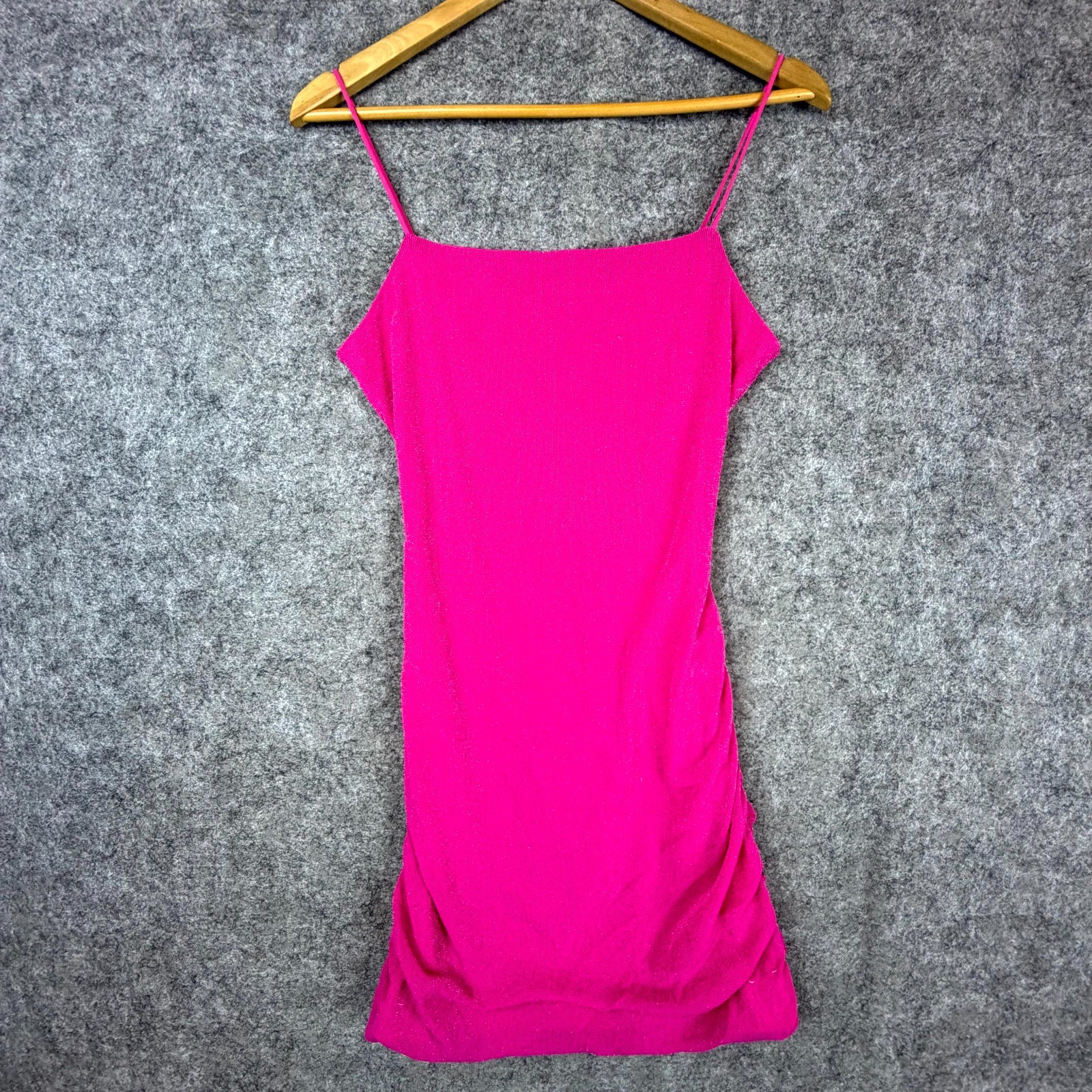 Womens Tank Dress Hot Pink Stretch Shimmer NYE HOCO Party Barbie Cut-Out Back