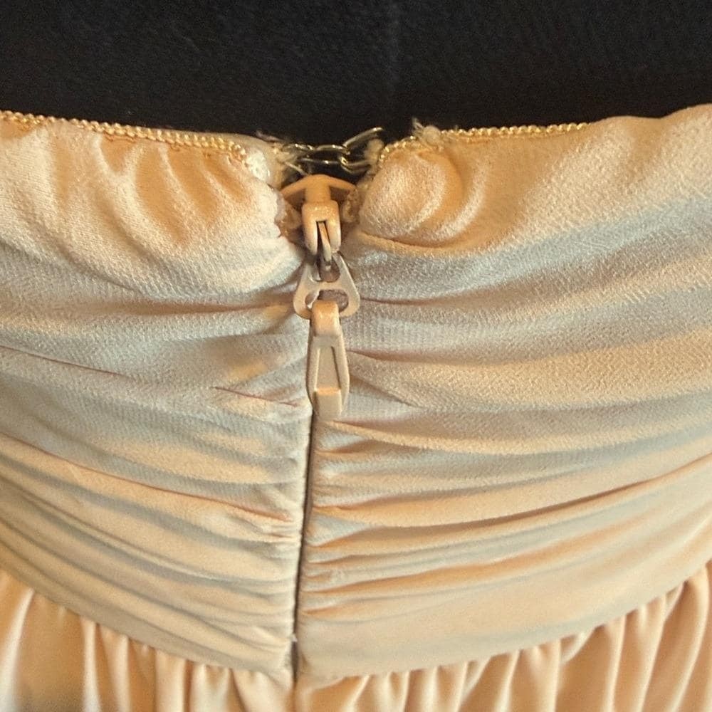 Moonlight Serenade Peach Strapless Dress *alterations for 5′-5’3 *- (46″ long)