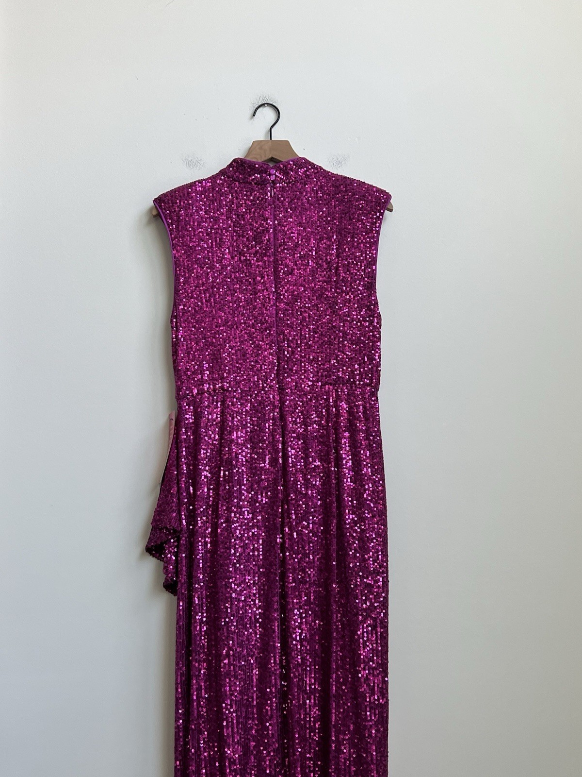 NWT Badgley Mischka Dress Size 12 Sequin Isla Cocktail Dress Pink Fuchsia Prom