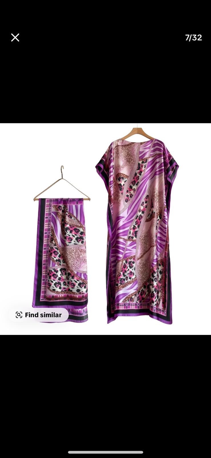 Caftan Dress One Size with Multiple Colors One Size Fits Most Mumu W Scarf Silky