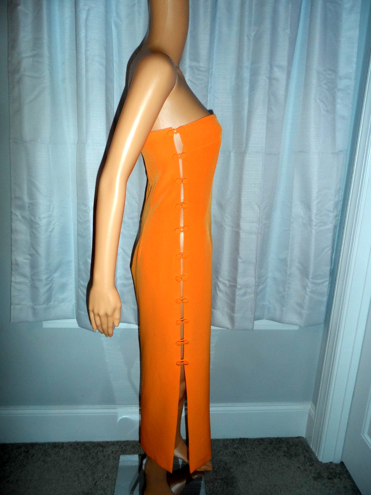 Pretty Gianni Bini size 4 orange side button cut out midi dress women NWT