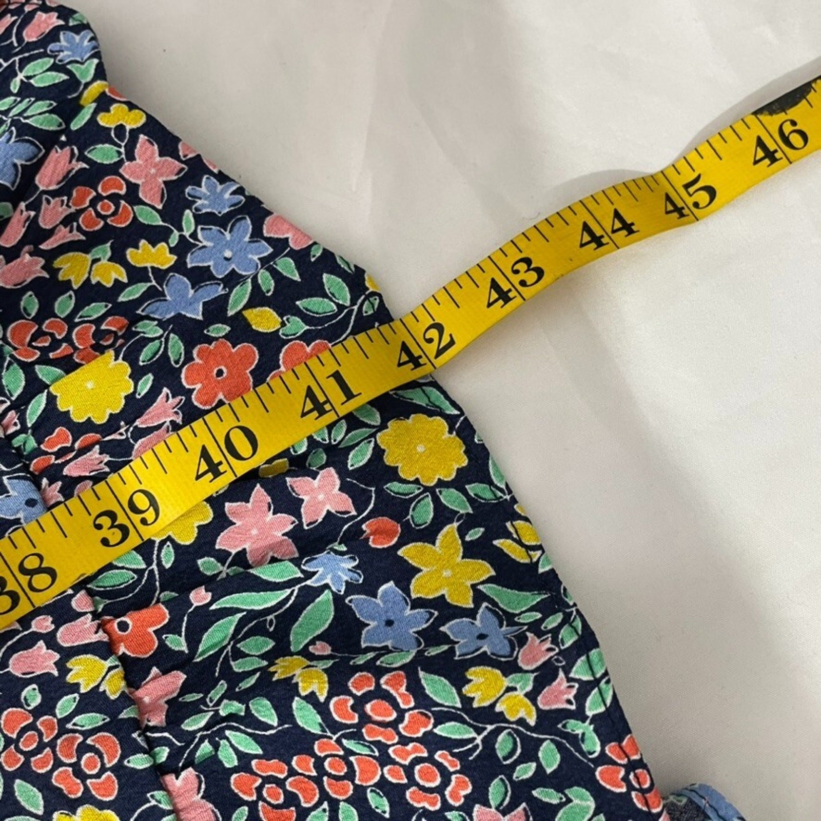 Talbots Petite Floral Midi Dress 14P Navy Short Sleeve Cottagecore Style