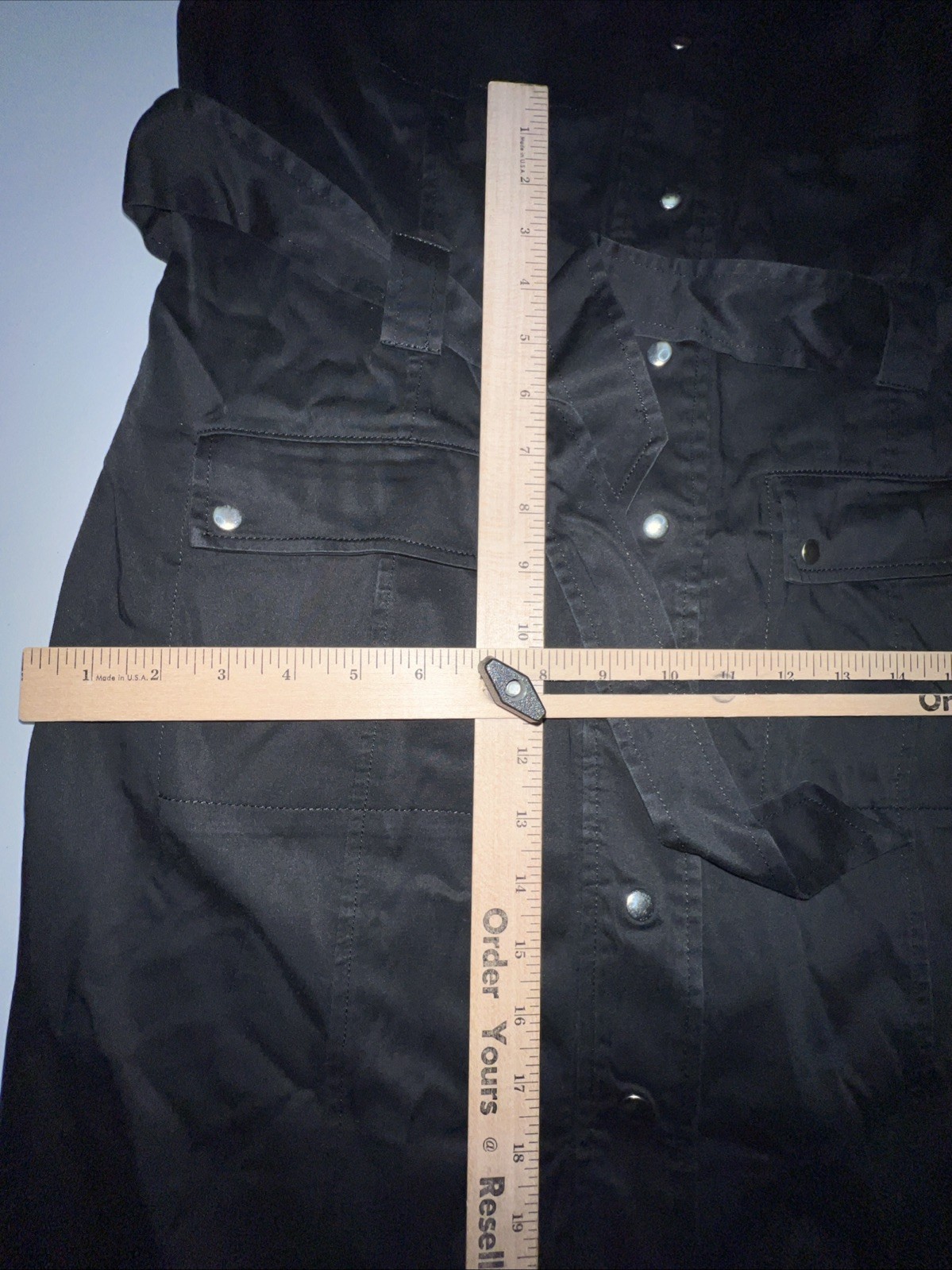 Calvin Klein Dress Size 14 Black Belted Four Pocket Snap Front Mandarin Collar