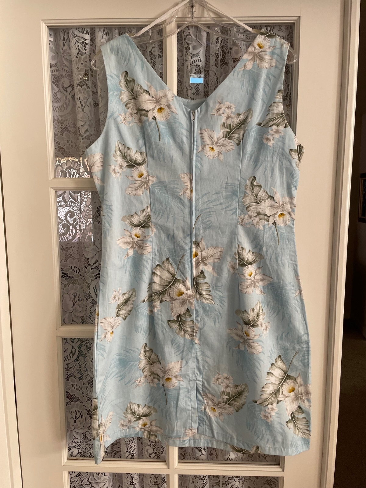 Aloha Republic Authentic Hawaiian Dress Large Sleeveless Blue Floral Cotton USA