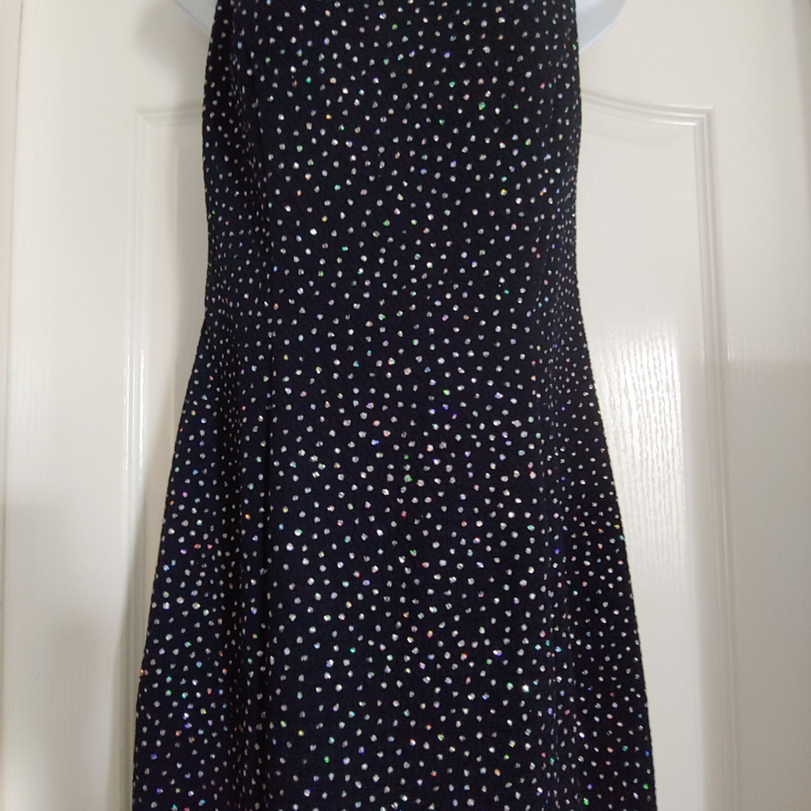 Cache Allover Crystal Rhinestone Evening Sparkly Sleeveless Mock Neck Maxi Dress