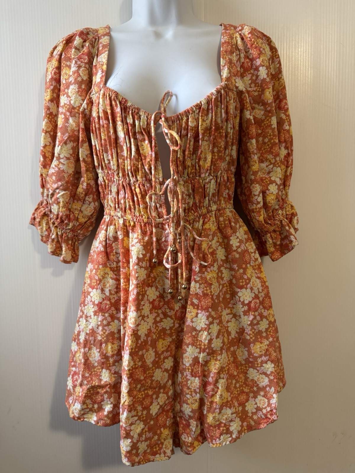 Free People Size Small Show Me Love Romper Smocked Boho Festival Hippie