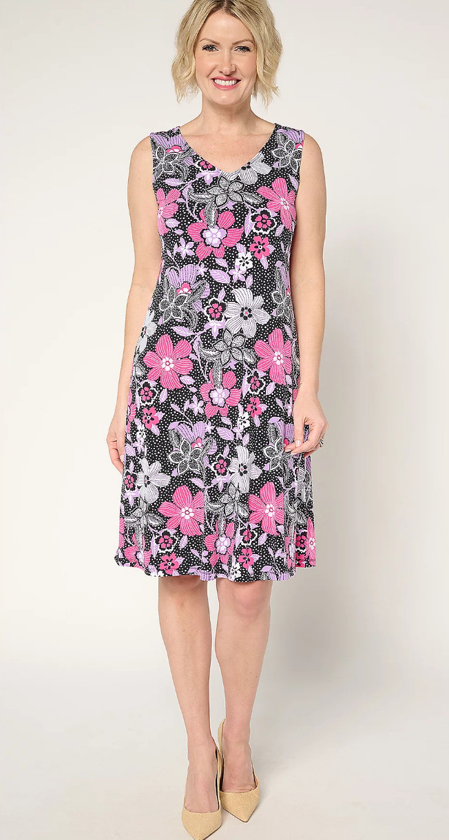 Susan Graver Petite Liquid Knit Dress, Multi Sz PM a68054