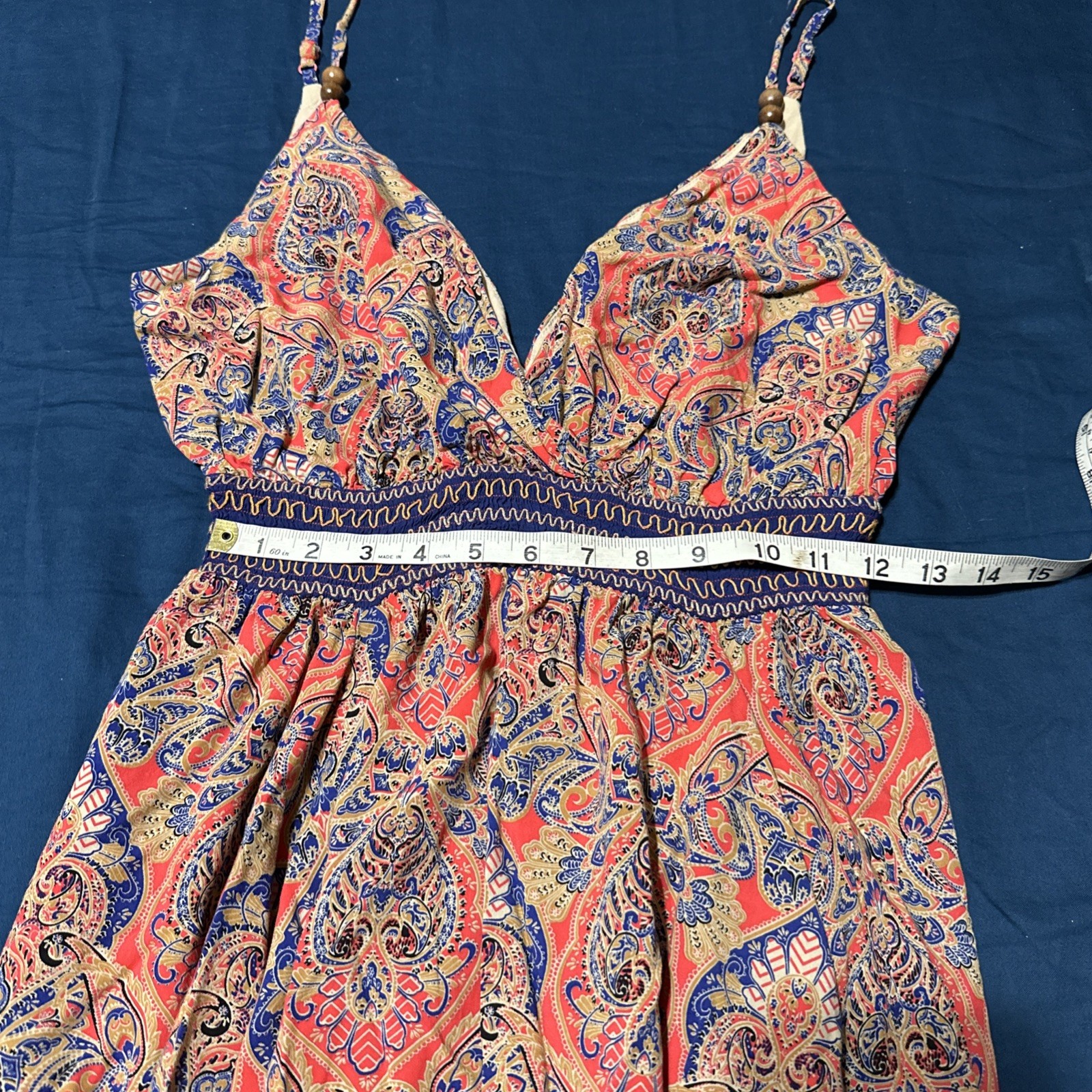 Miss Me S Double V Smocked Waist Boho Sleeveless Dress Handkerchief Hem Sundress