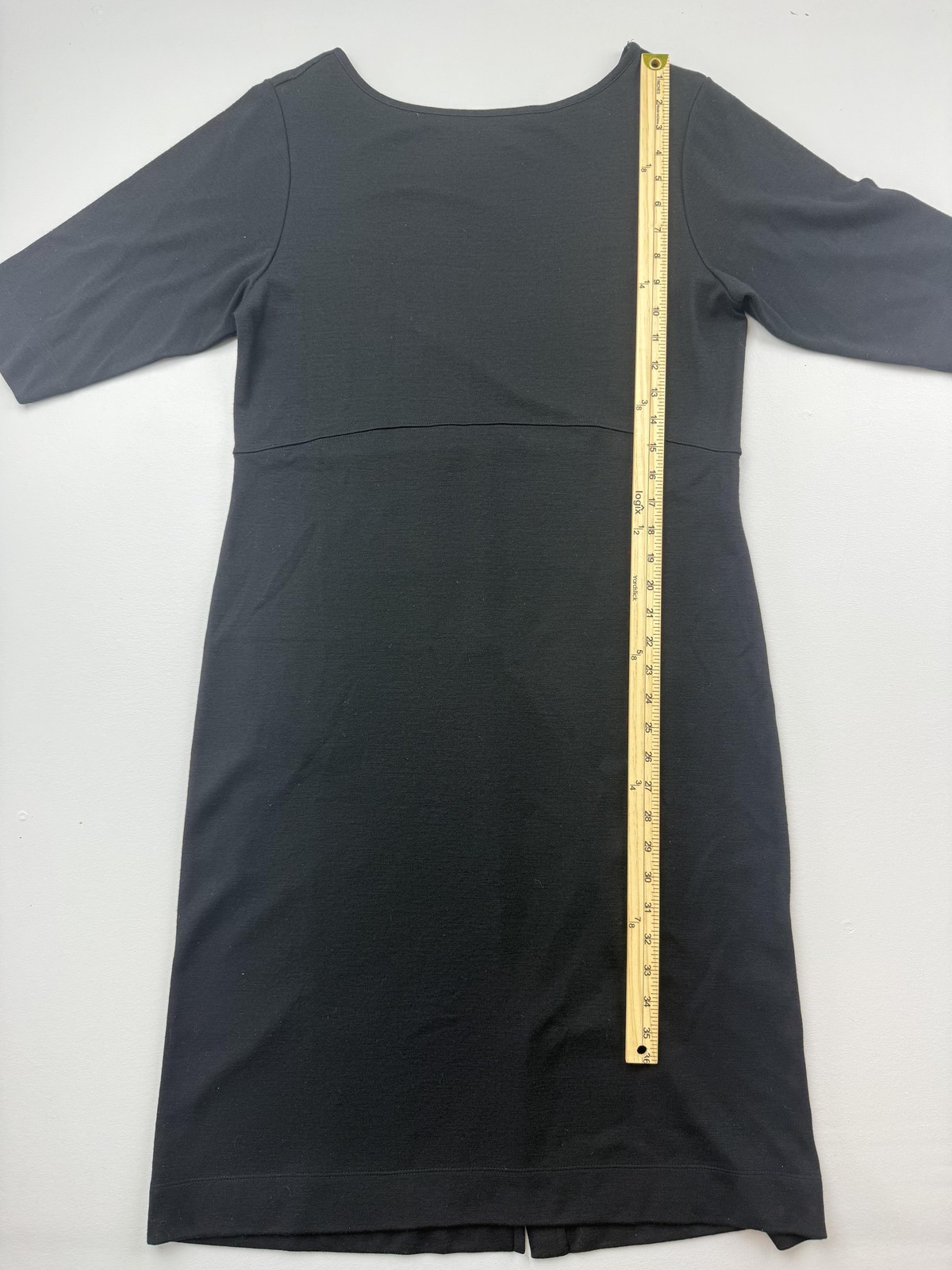 Eddie Bauer Dress Womens Medium Black Wool Knit Half Sleeve Sheath Knee Length