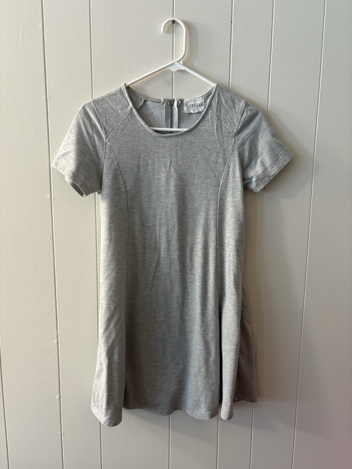 Olive & Oak XS Dress Short Sleeve Shirt Dress Grey Knee Length Casual Chic Y6