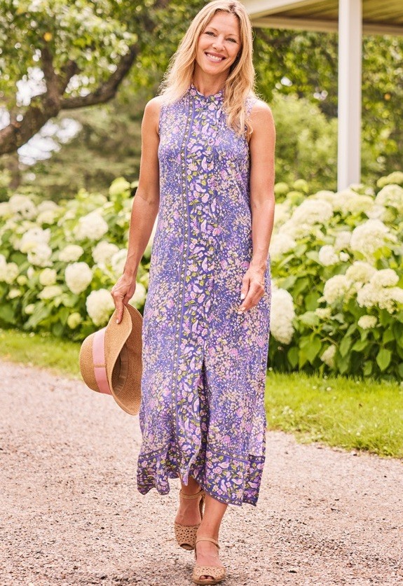 New April Cornell Penelope Dress In Periwinkle Print Medium Cottagecore $148
