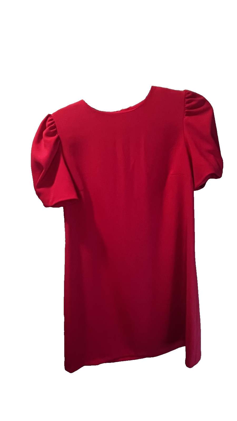 Zara Woman Fuchsia Pink Puff Sleeve Shift Dress Pearl Cuff Size Small