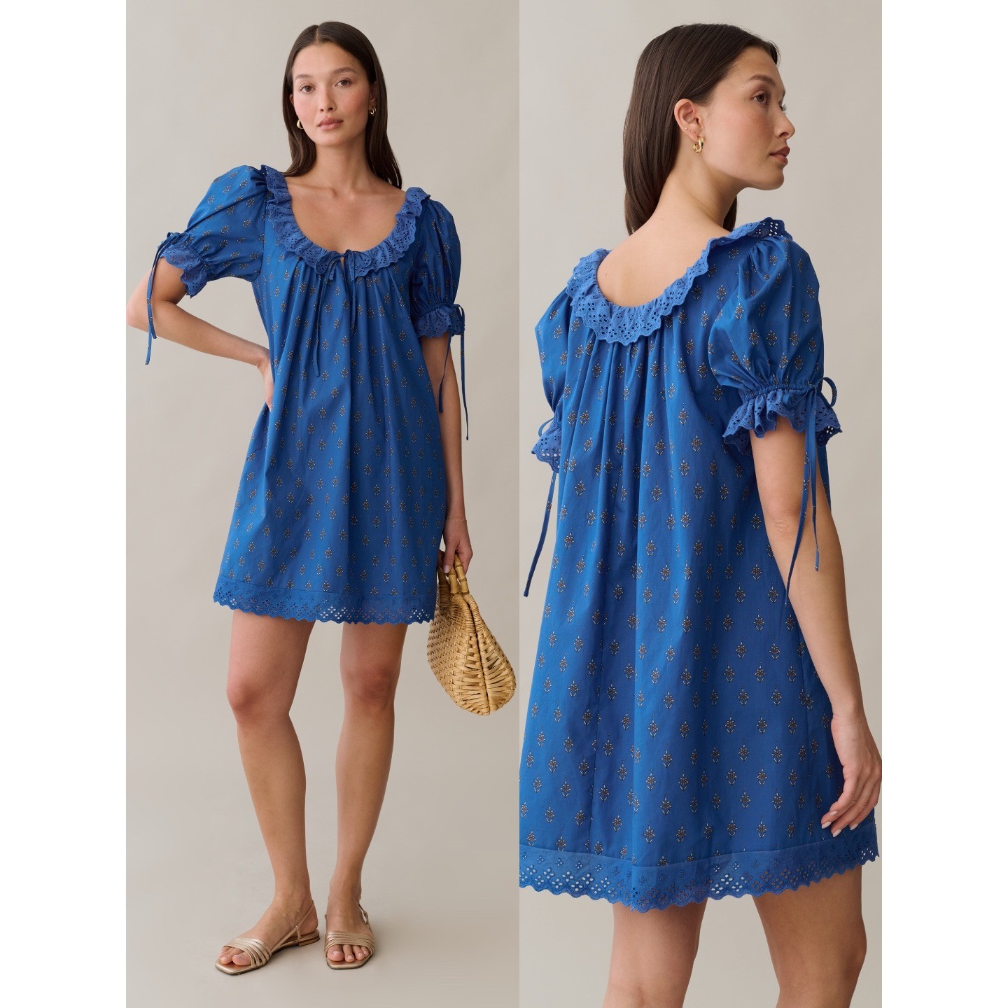NWT Kourt Juliet Cotton Mini Dress in Blue Bijou – Size XS