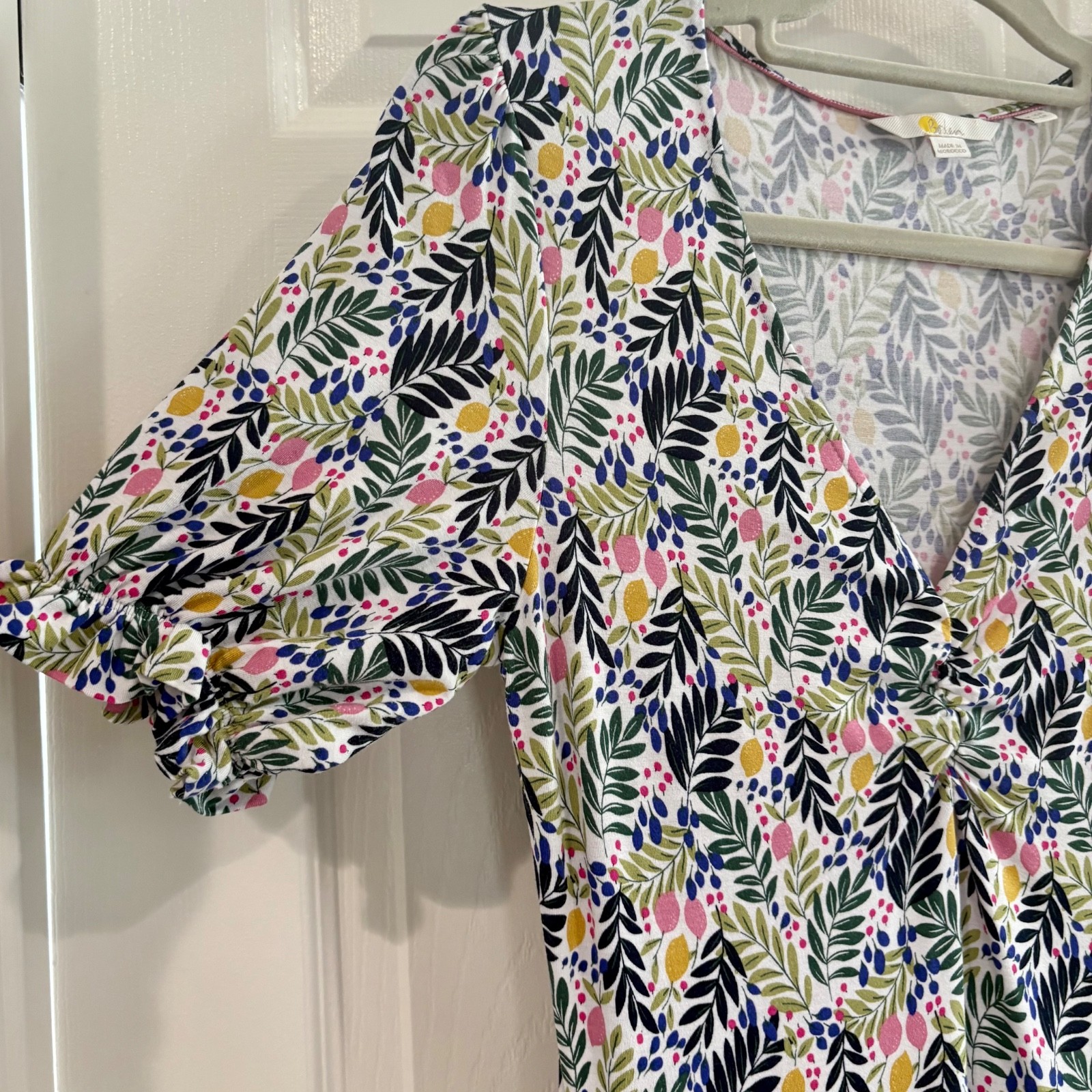 Boden Floral Short Sleeve Stretch Fit & Flare Boho Tea Dress Size US 6R Pockets