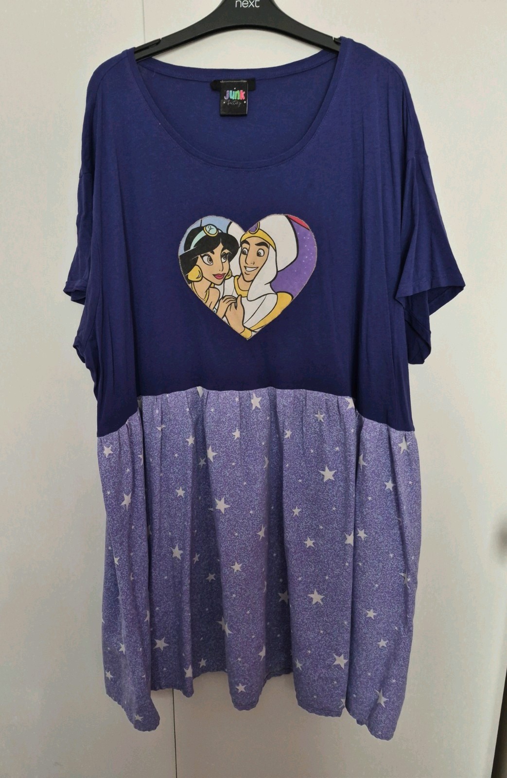 Plus Size 28 Disney Aladdin Reworked Vintage Bedsheets T-Shirt Dress Disneybound