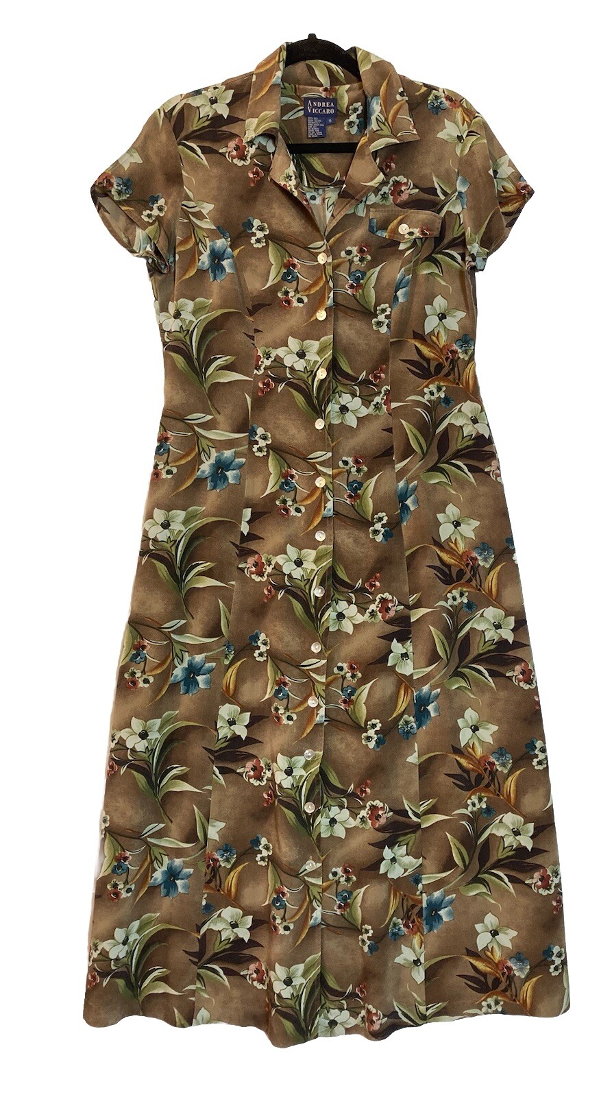Vintage Andrea Viccaro Silk Maxi Shirt Dress Size 8 Dark Floral Fairy Grunge