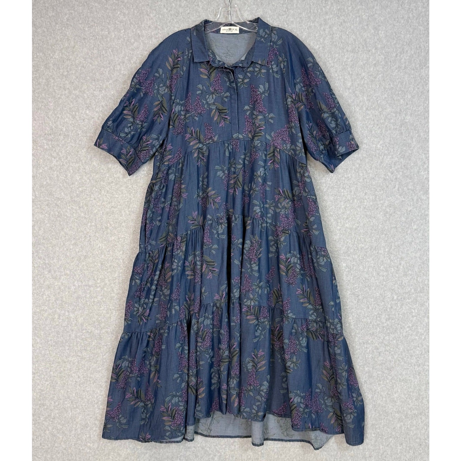 Natural Life Rebecca Wisteria Tiered Midi Dress Size XL Cottagecore Peasant