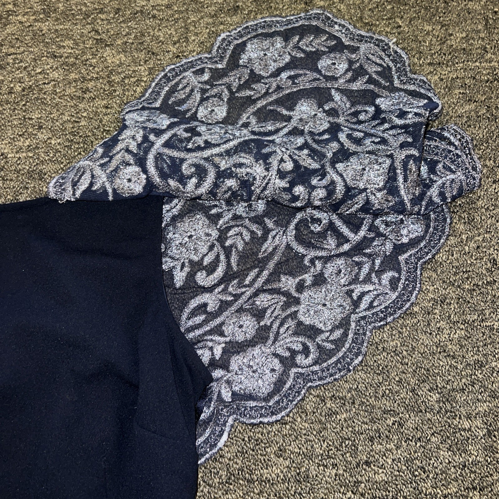 Aidan Mattox Twilight Navy Blue Gown Sz 6 Beaded Mesh Slit Dress