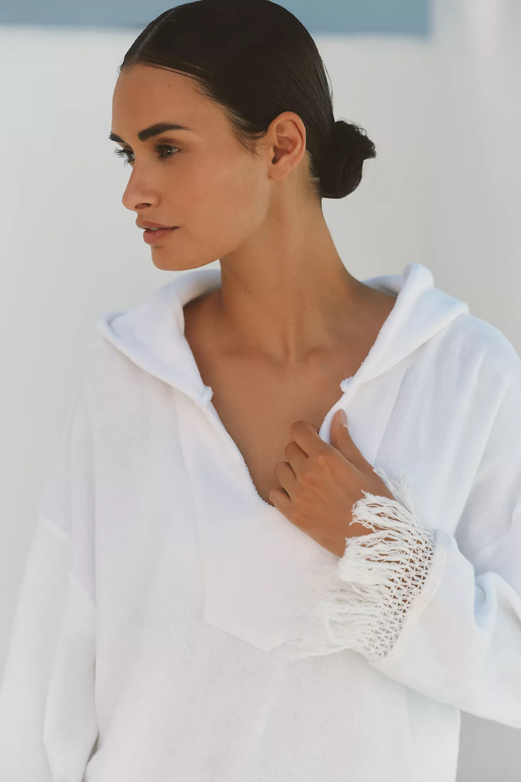 ELECTRIC & ROSE Beach Poncho Fringe Mini Shift Dress Chill S $228 A1 8