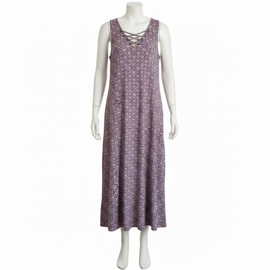 Jessica London Geometric Print Lace-Up Sleeveless Maxi Dress Size 14W Petite
