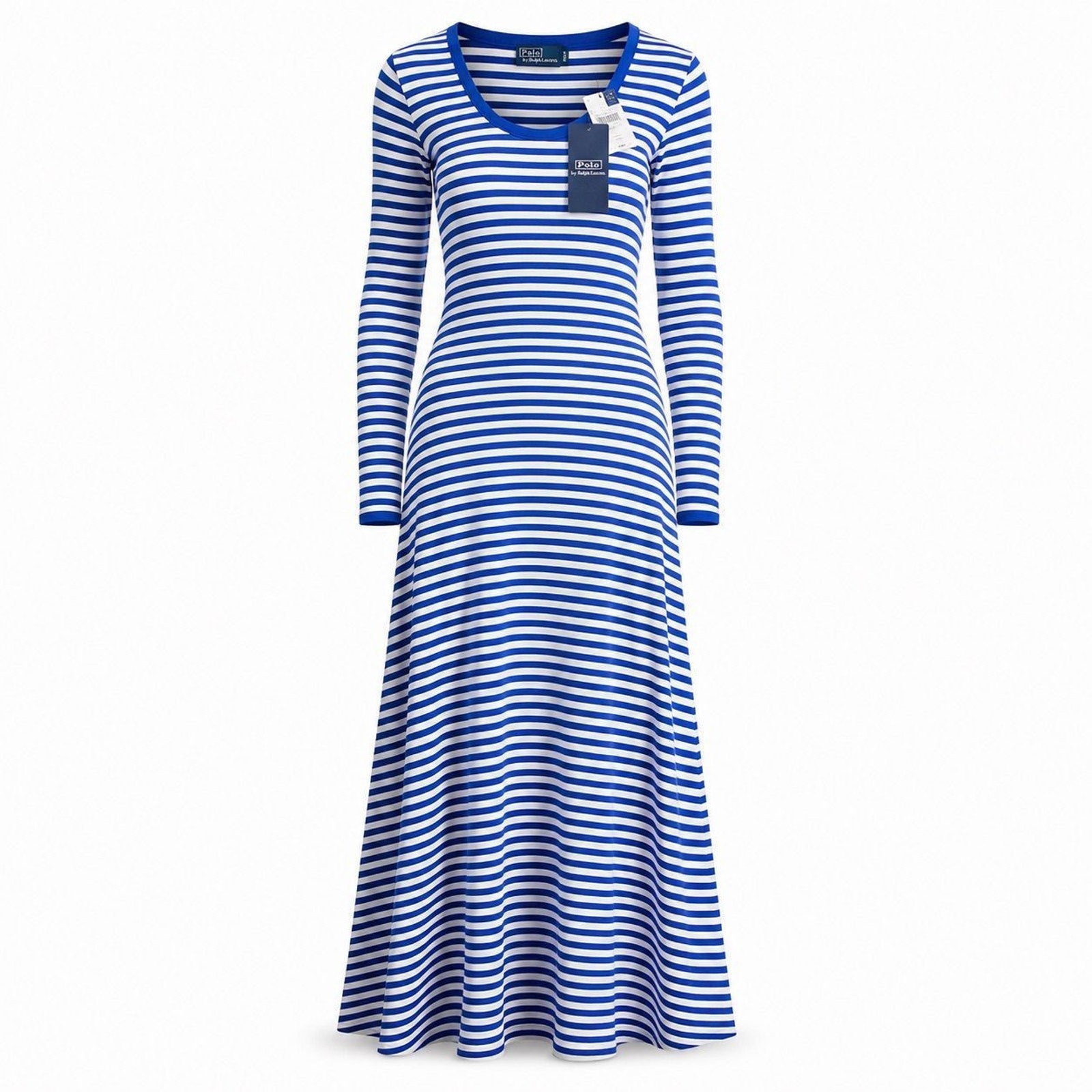 NWT $268 Polo Ralph Lauren Striped Scoopneck Maxi Dress Large