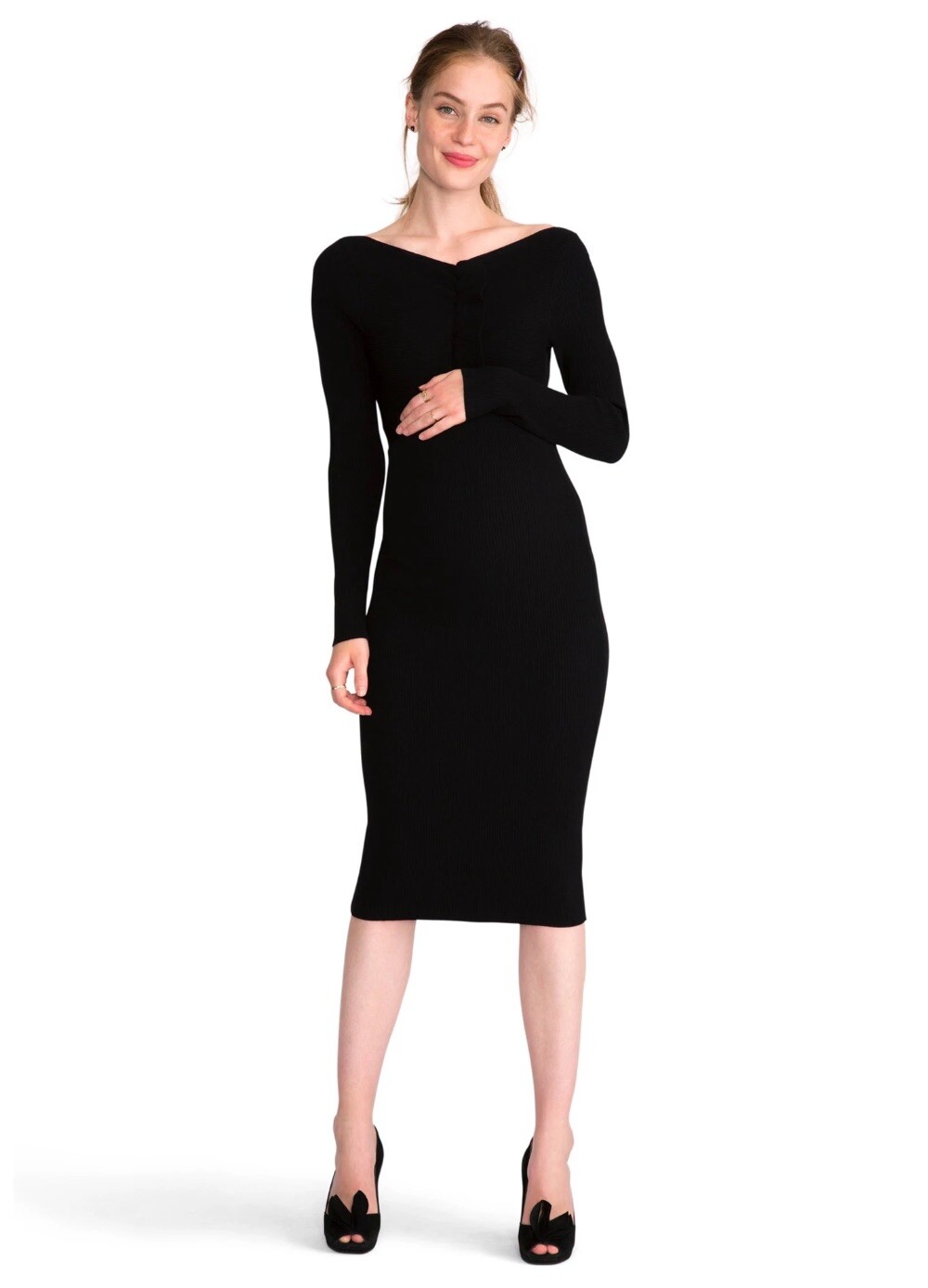 Hatch Maternity Women’s THE ALESSIA DRESS Bodycon Black Size 1 (S/4-6) NEW
