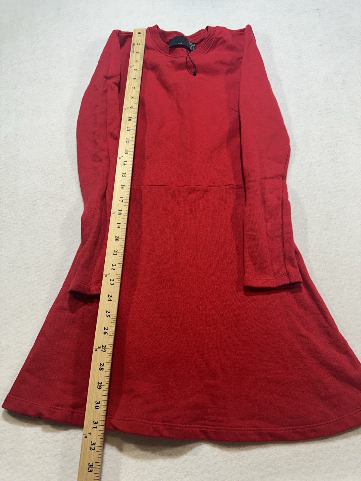 Zara Trf Collection Red Midi Dress Sz S Long Sleeve