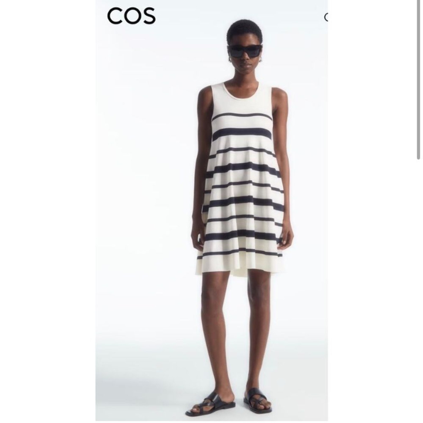 COS Knit Sleeveless Dress Womens Medium A-Line Tank Swing Stripe Preppy Nautical