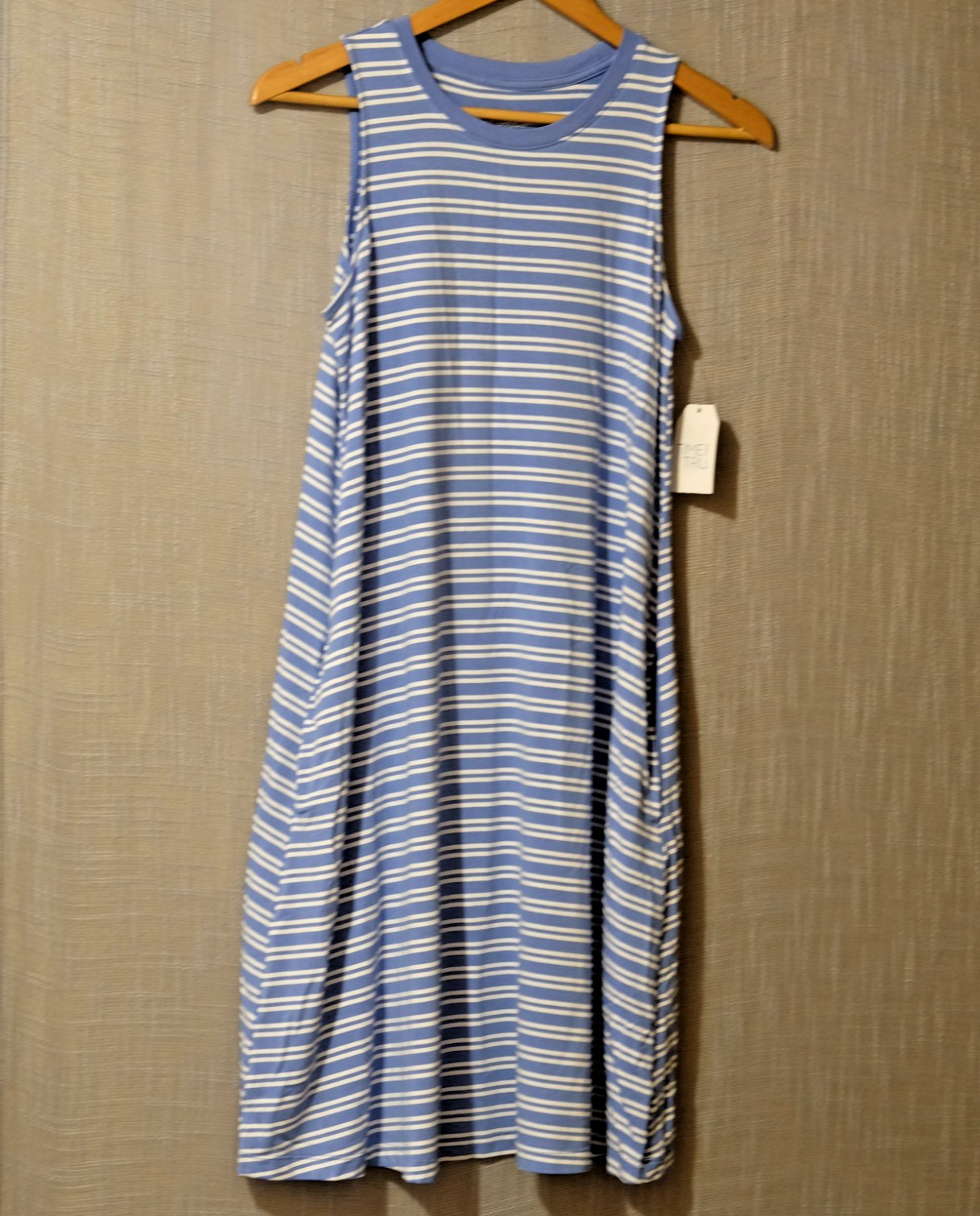NWT! Time and Tru Blue & White Stripped Sleeveless Tank Dress Womens S #A-67